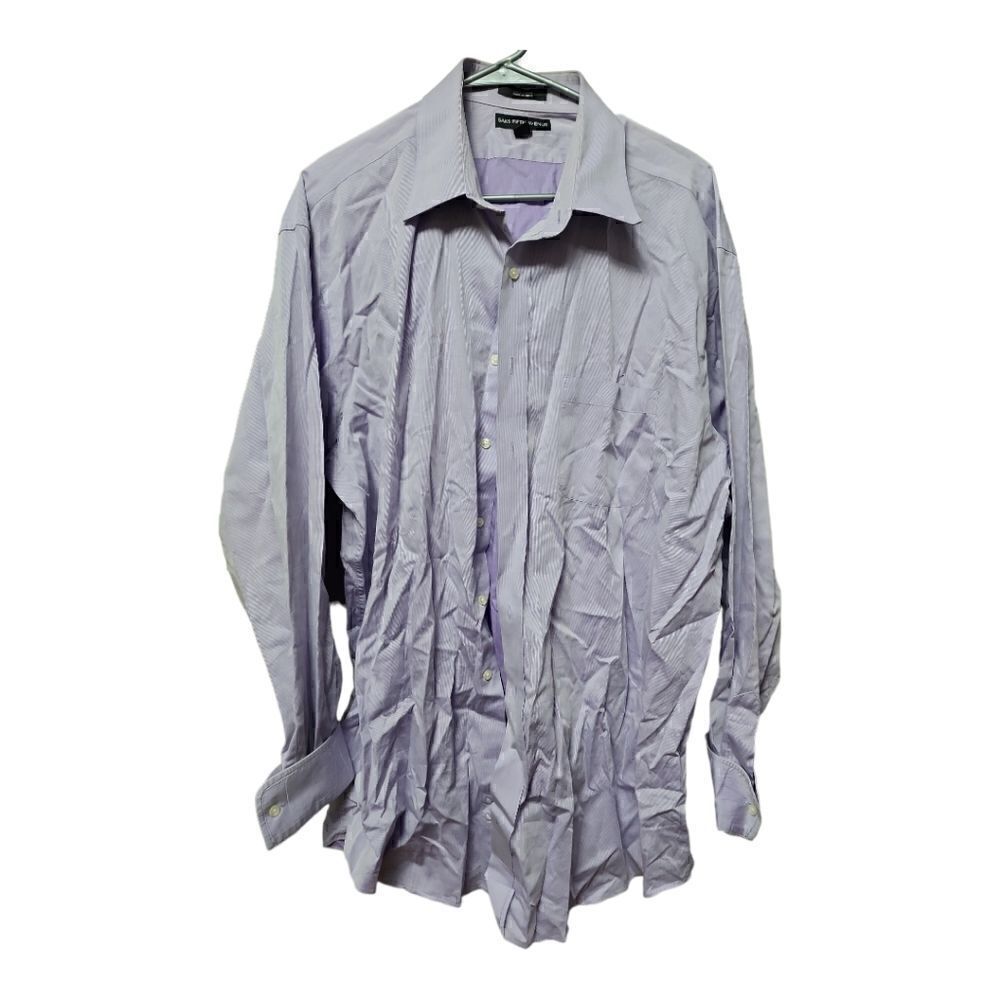 610 - Saks Fifth Avenue Mens Shirt XL Button Up Long Sleeve Purple 17.5 36/37